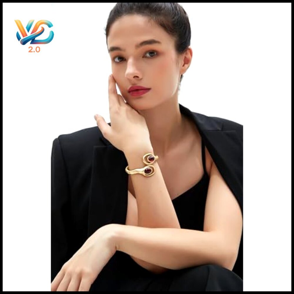 Chunky Cuff Bracelet Stackable Boho Statement Jew… - image 5